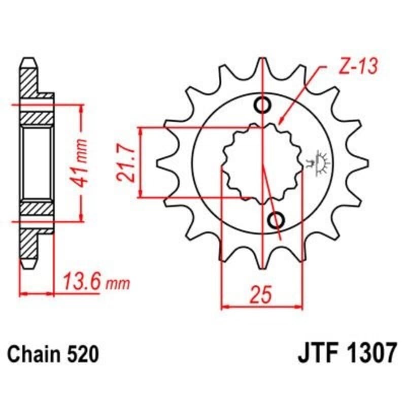 Jt Sprockets Staal Noise-Free Voortandwiel 1307 - 520