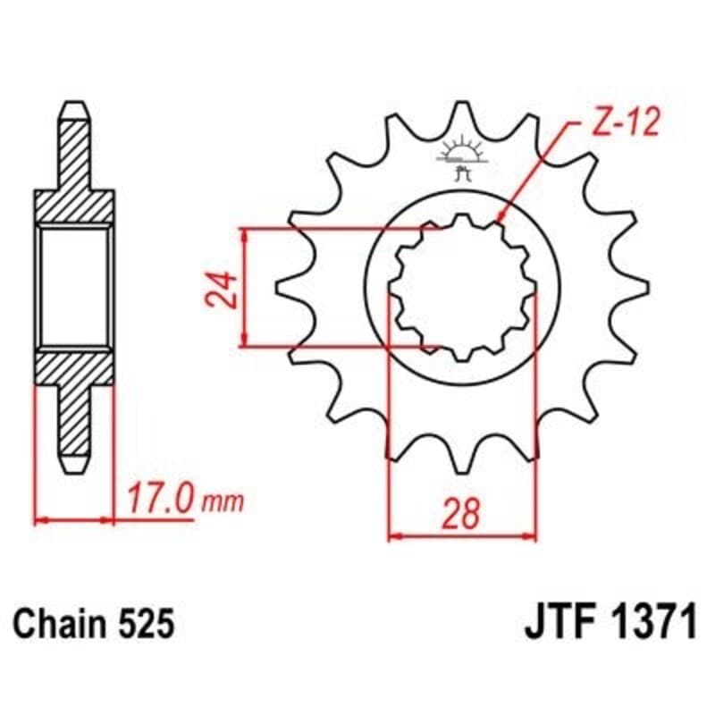 Jt Sprockets Staal Noise-Free Voortandwiel 1371 - 525