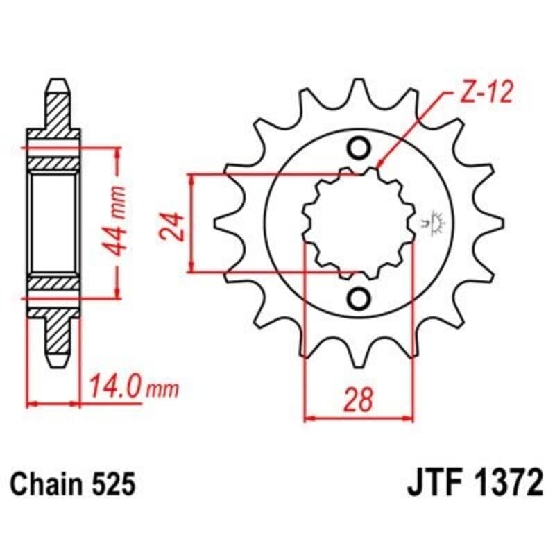 Jt Sprockets Staal Noise-Free Voortandwiel 1372 - 525