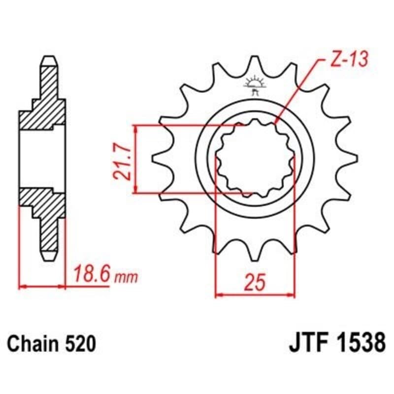 Jt Sprockets Staal Noise-Free Voortandwiel 1538 - 520