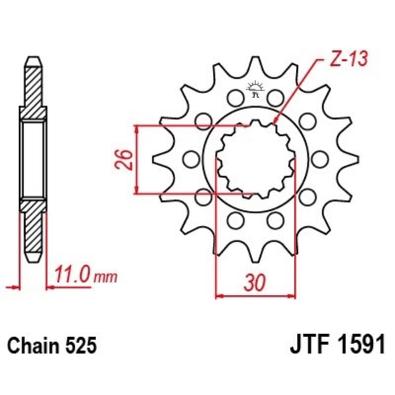 Jt Sprockets Staal Noise-Free Voortandwiel 1591 - 525