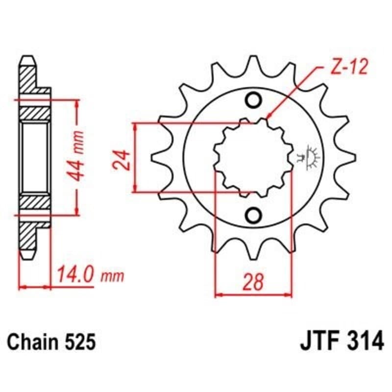Jt Sprockets Staal Noise-Free Voortandwiel 314 - 525