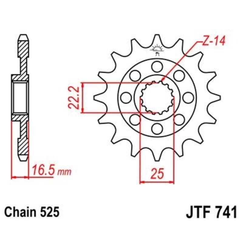 Jt Sprockets Staal Noise-Free Voortandwiel 741 - 525