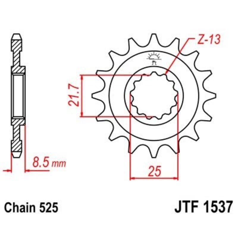 Jt Sprockets Staal Noise Free Voortandwiel - 525