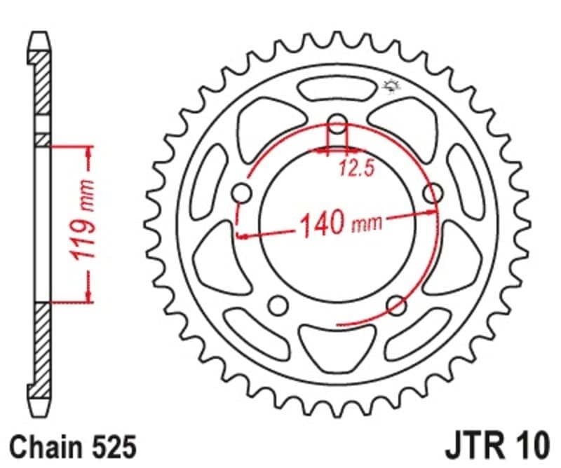 Jt Sprockets Achtertandwiel Staal Standaard - 525