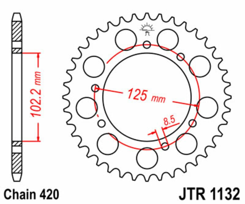 Jt Sprockets Achtertandwiel Staal Standaard - 420