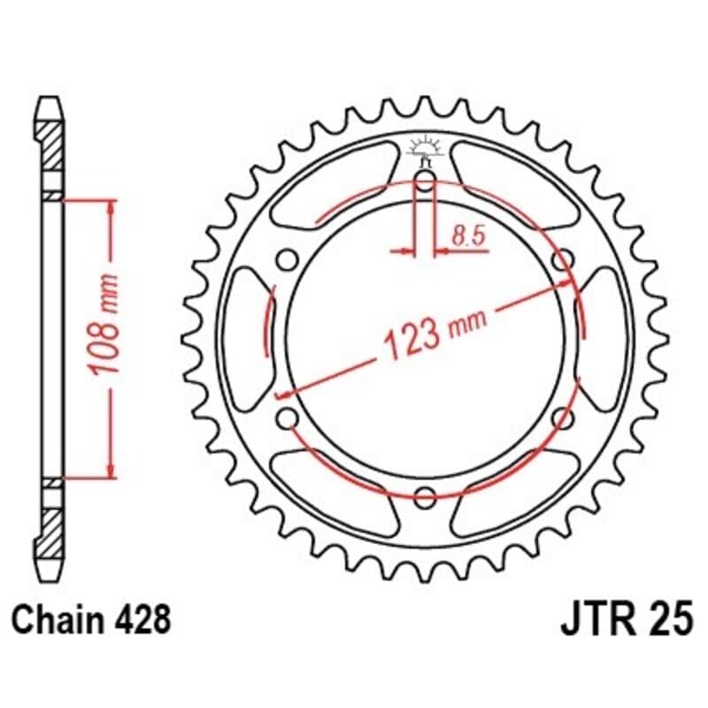 Jt Sprockets Achtertandwiel Staal Standaard - 428