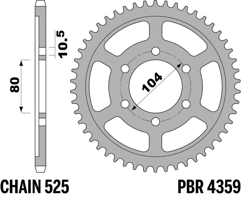 Pbr Achtertandwiel Staal Standaard - 525