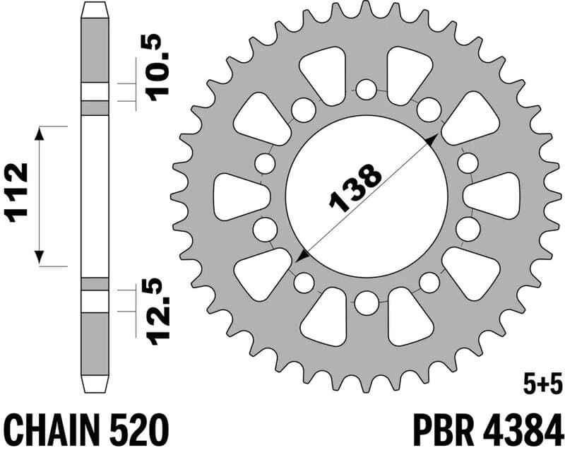 Pbr Achtertandwiel Staal Standaard - 520