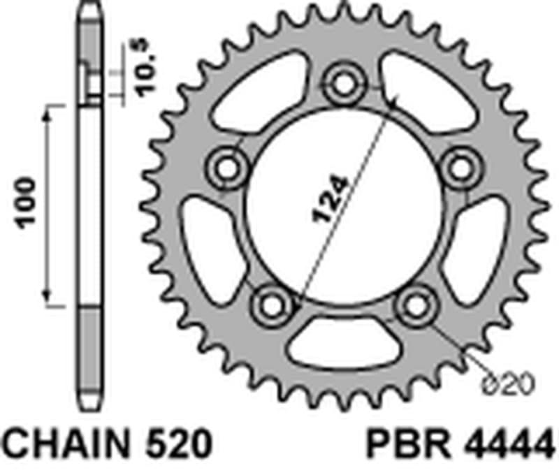 Pbr Standaard C45 Staal Achtertandwiel - 520