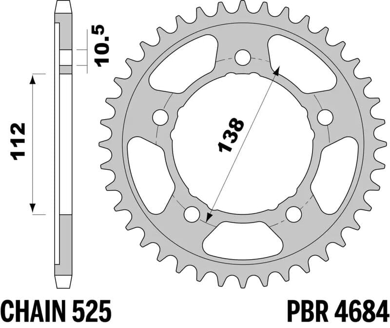 Pbr Achtertandwiel Staal Standaard - 525