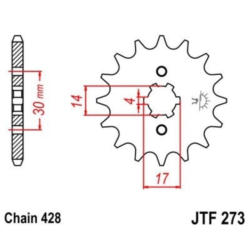 Jt Sprockets Stalen standaard voortandwiel - 428