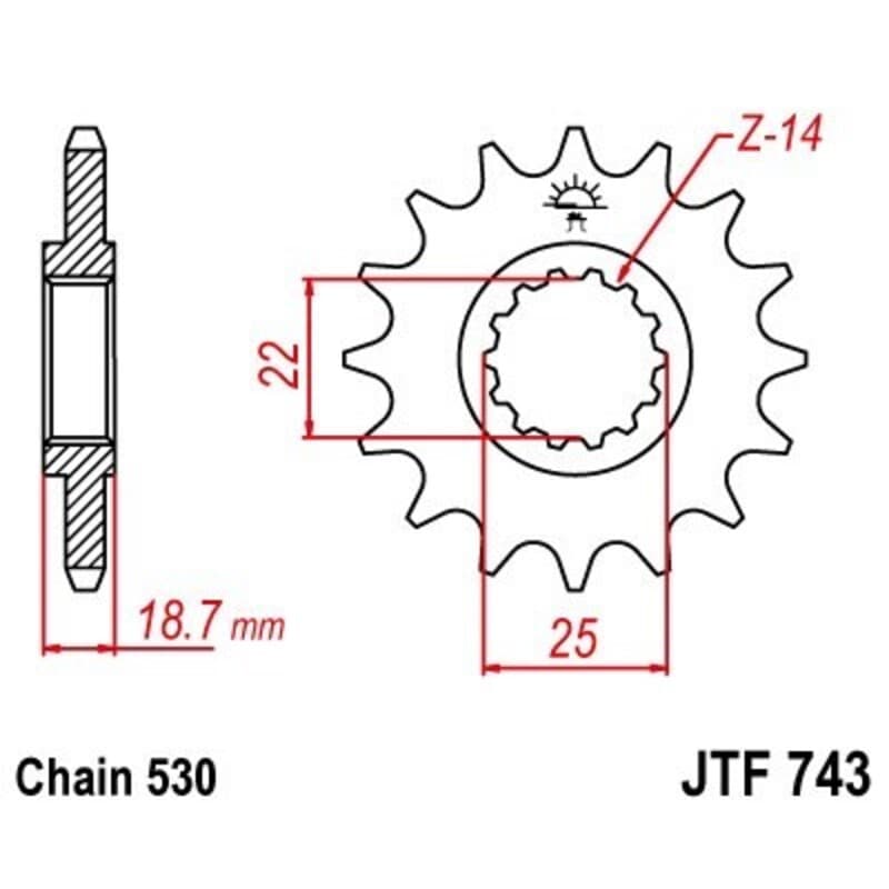 Jt Sprockets Stalen standaard voortandwiel - 530