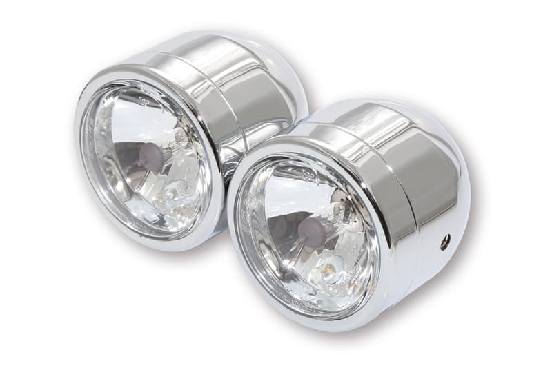 Shin Yo Headlight Chrome Set, High Beam + Dipped Beam