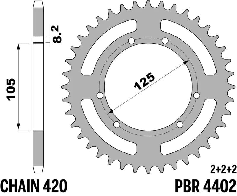 Pbr Achtertandwiel Staal Standaard - 420