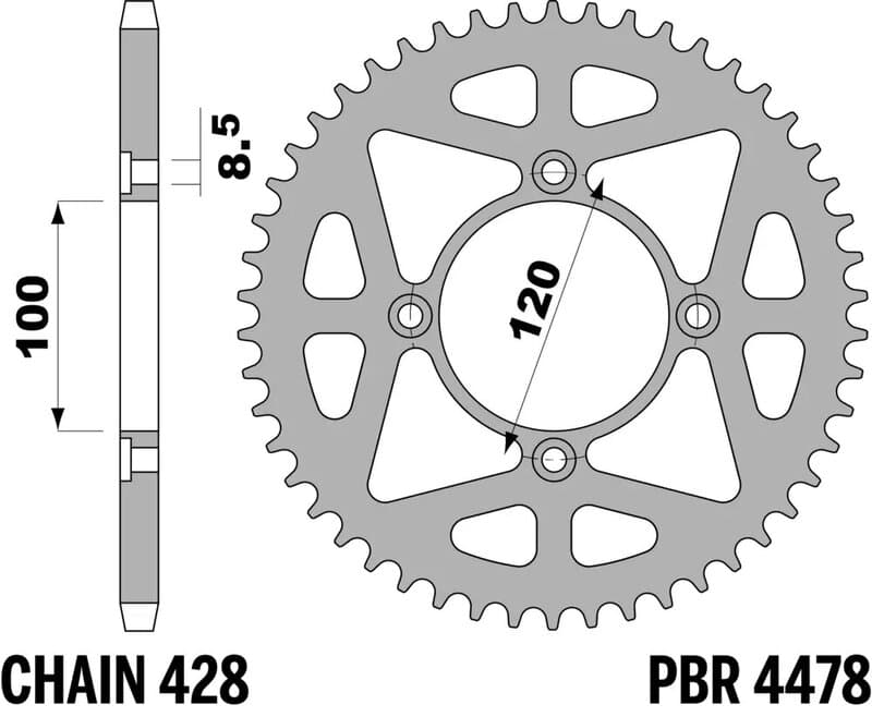 Pbr Rear Sprocket Steel Standard - 428