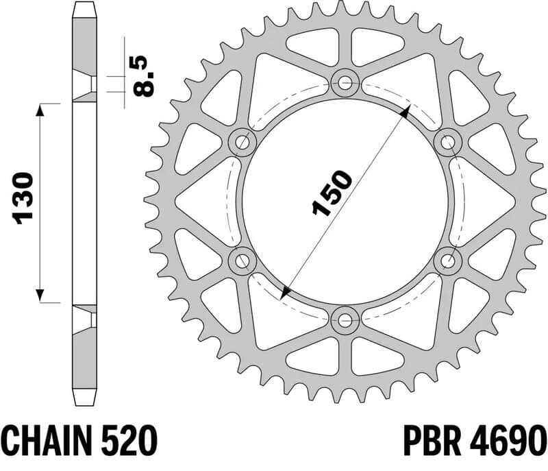 Pbr Rear Sprocket Steel Ultra-Light - 520