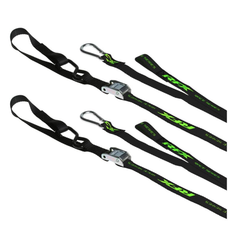 Rfx Race Series Tie Downs With Extra Loop And Carabiner Clip - Schwarz/Hi-Viz Le
