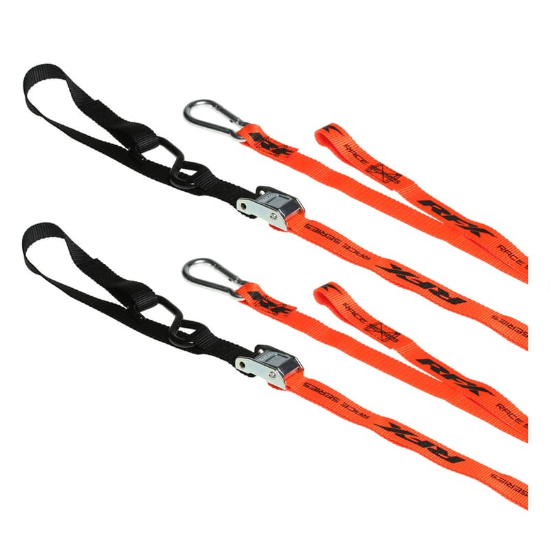 Rfx Race Series Tie Downs With Extra Loop & Carabiner Clip - Orange/Schwarz