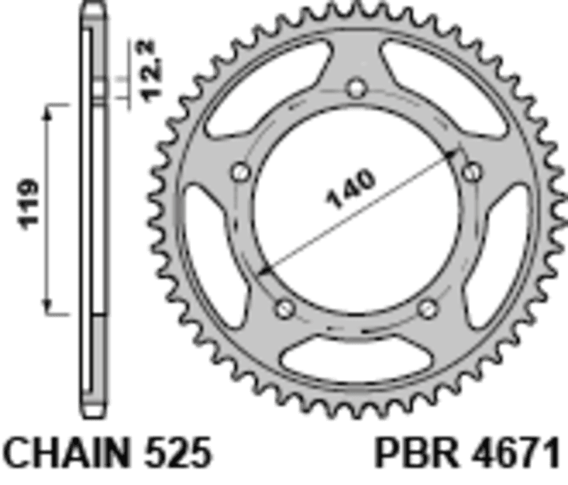 Pbr Rear Sprocket Steel Standard - 525