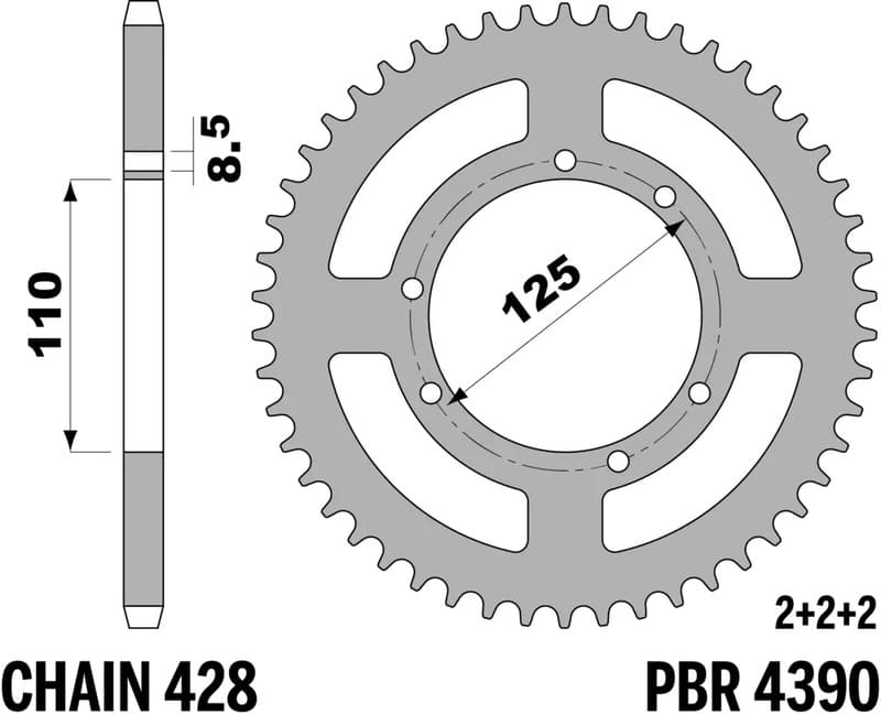 Pbr Achtertandwiel Staal Standaard - 428