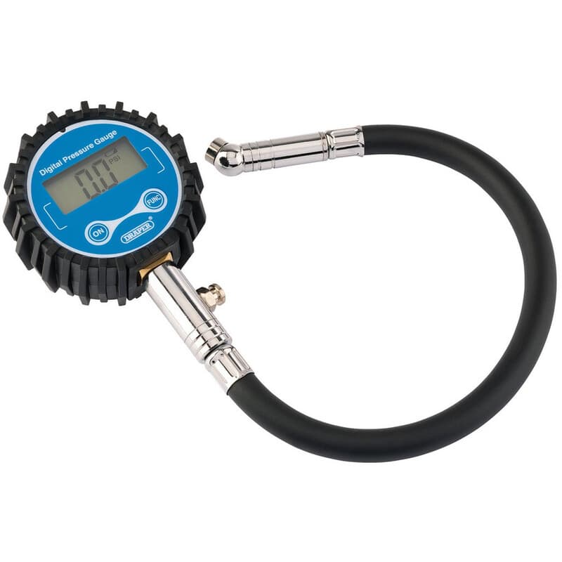 Draper Digital Tyre Pressure Gauge With 300mm Flexible Hose