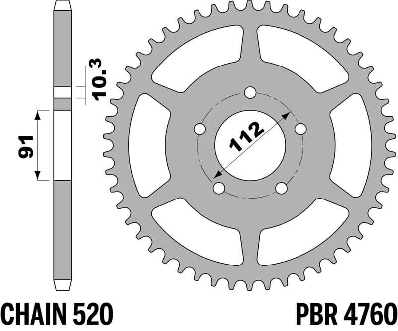 Pbr Achtertandwiel Staal Standaard - 520