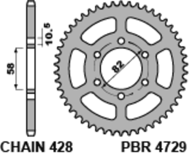Pbr Achtertandwiel Staal Standaard - 428