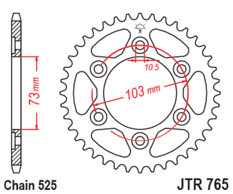 Jt Sprockets Achtertandwiel Staal Standaard - 525