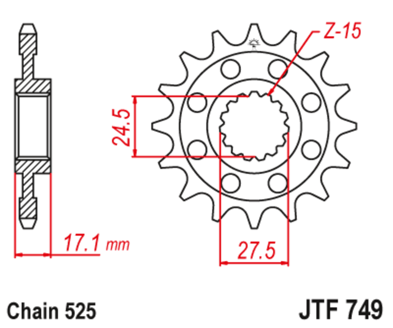 Jt Sprockets Staal Noise Free Voortandwiel - 525