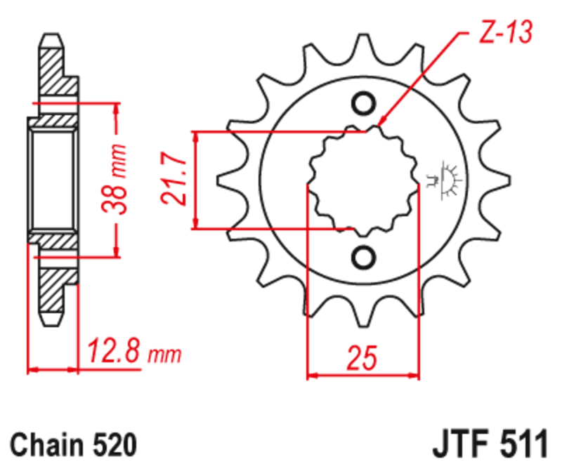 Jt Sprockets Staal Noise Free Voortandwiel - 520