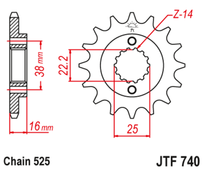 Jt Sprockets Staal Noise Free Voortandwiel - 525