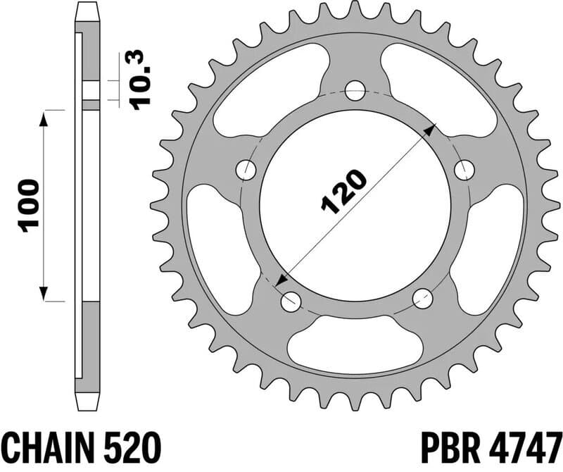 Pbr Achtertandwiel Staal Versterkt - 520