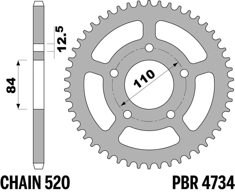 Pbr Achtertandwiel Staal Standaard - 520
