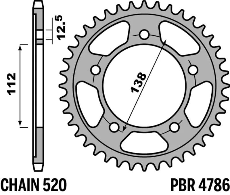 Pbr Standaard C45 Staal Achtertandwiel - 520