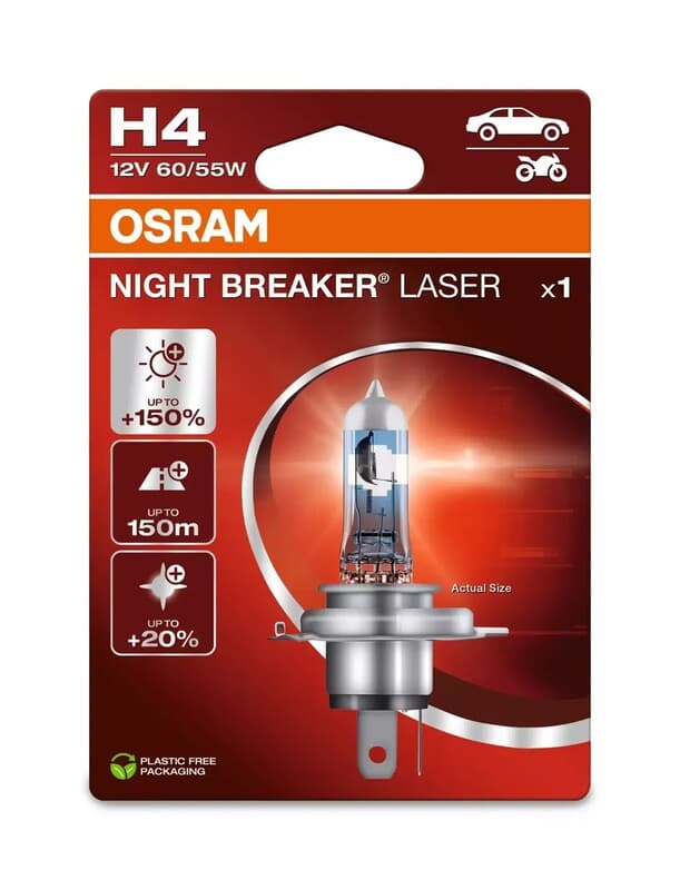 Osram H4 Night Breaker Laser Light Bulb 12v 60/55w P43t-38 - 1 Piece