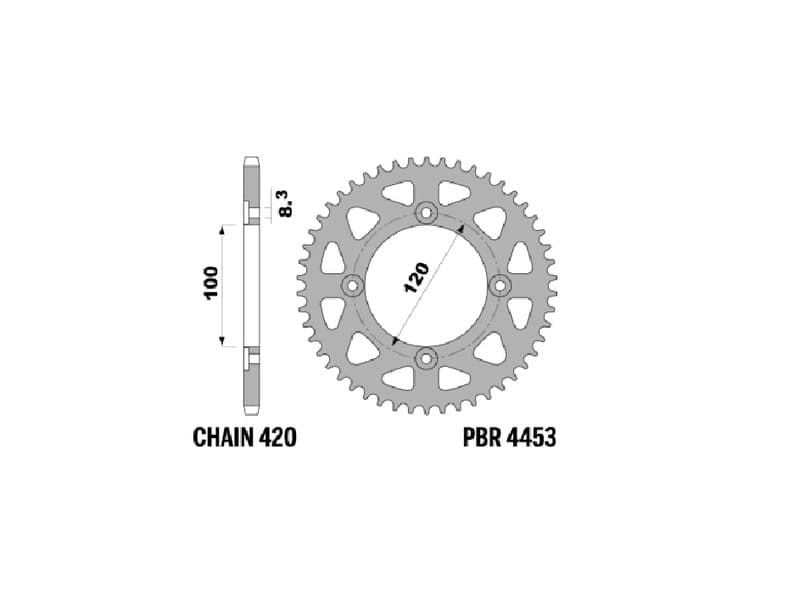 Pbr Achtertandwiel Aluminium Standaard - 420