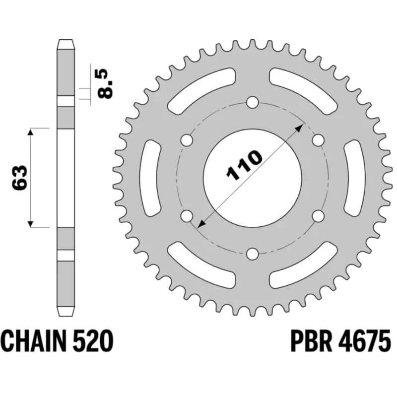 Pbr Achtertandwiel Staal Standaard - 520