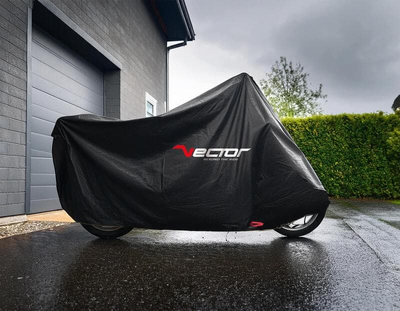 Vector Heavy Duty Outdoor Protective Cover voor Motorcycle/Scooter met Top Case en Windscreen - Zwart - M