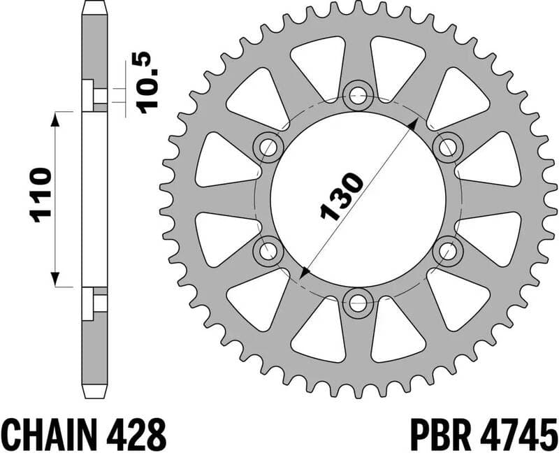 Pbr Achtertandwiel Staal Standaard - 428