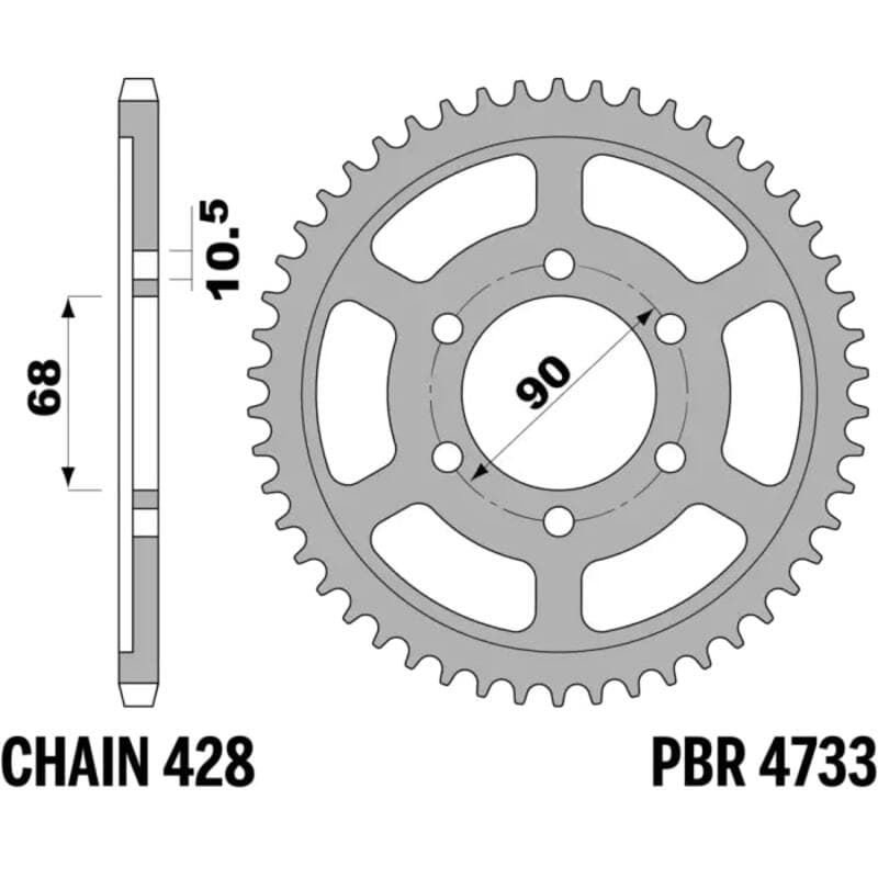 Pbr Achtertandwiel Staal Standaard - 428