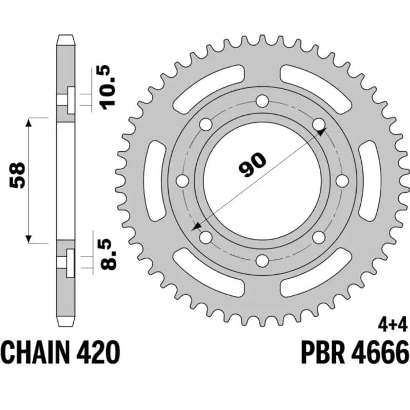 Pbr Achtertandwiel Staal Standaard - 420