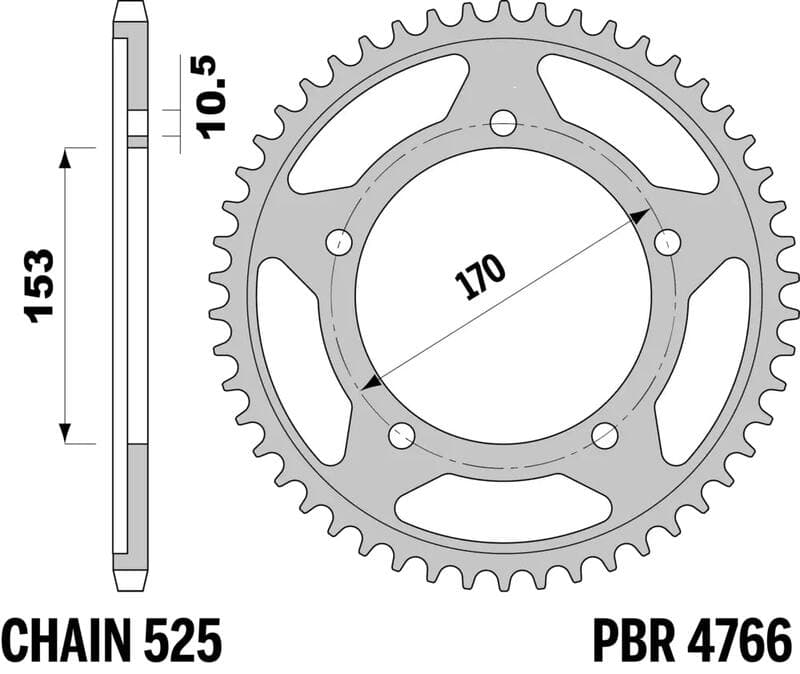 Pbr Achtertandwiel Staal Standaard - 525