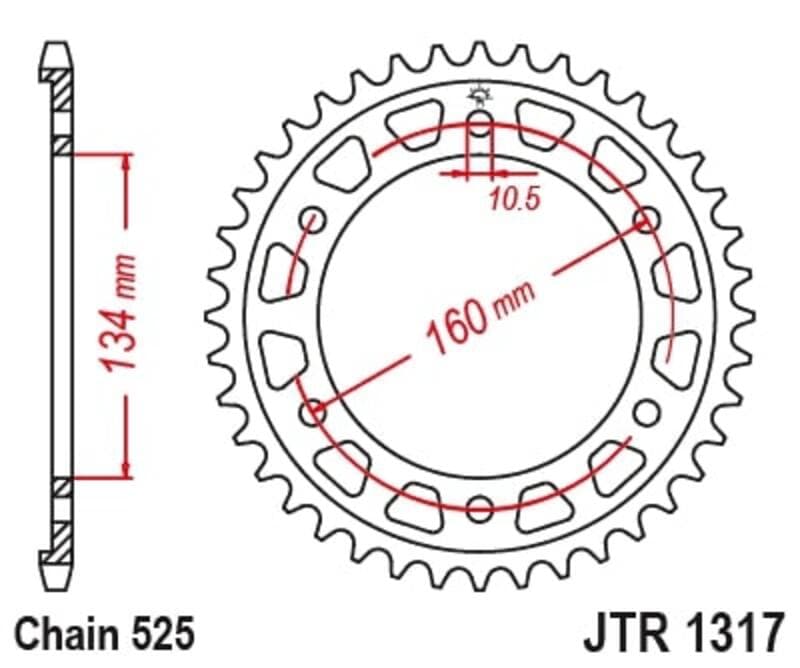 Jt Sprockets Achtertandwiel Staal Standaard - 525