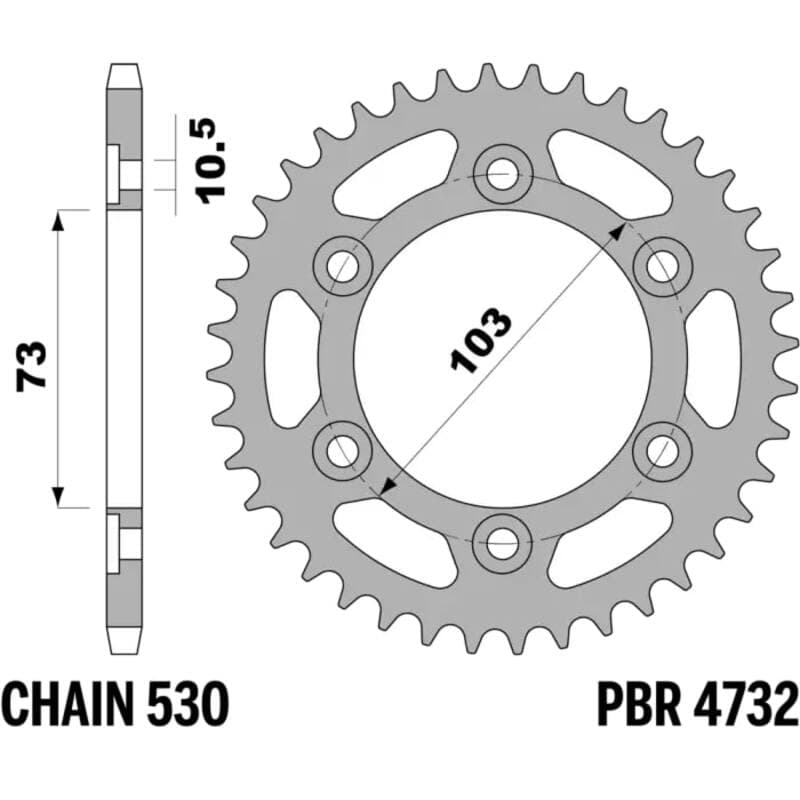 Pbr Achtertandwiel Staal Standaard - 525