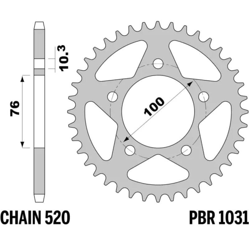 Pbr Standaard C45 Staal Achtertandwiel - 520