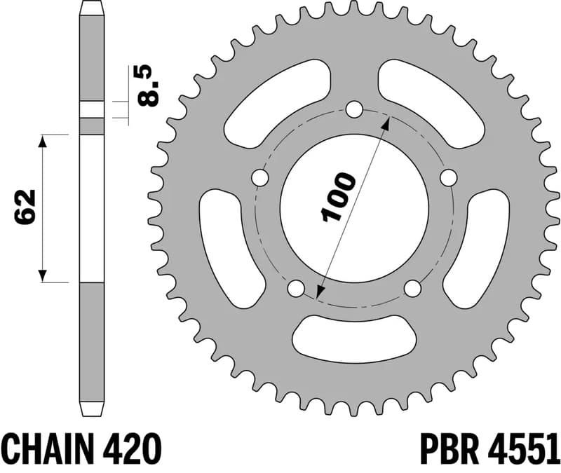 Pbr Achtertandwiel Staal Standaard - 420