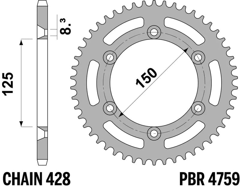 Pbr Ultralicht Aluminium Achtertandwiel - 428