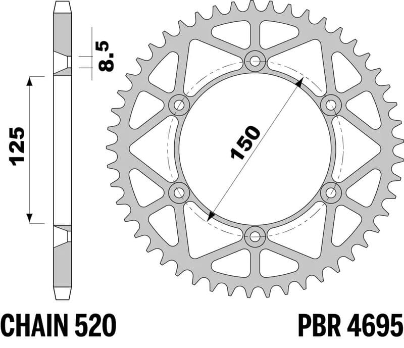 Pbr Staal Ultra Light Achtertandwiel - 520