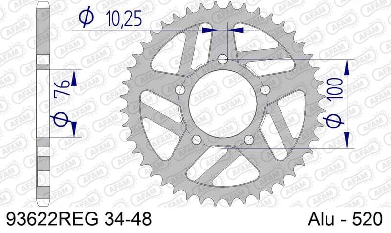 Afam Aluminium Standaard Achtertandwiel - 520